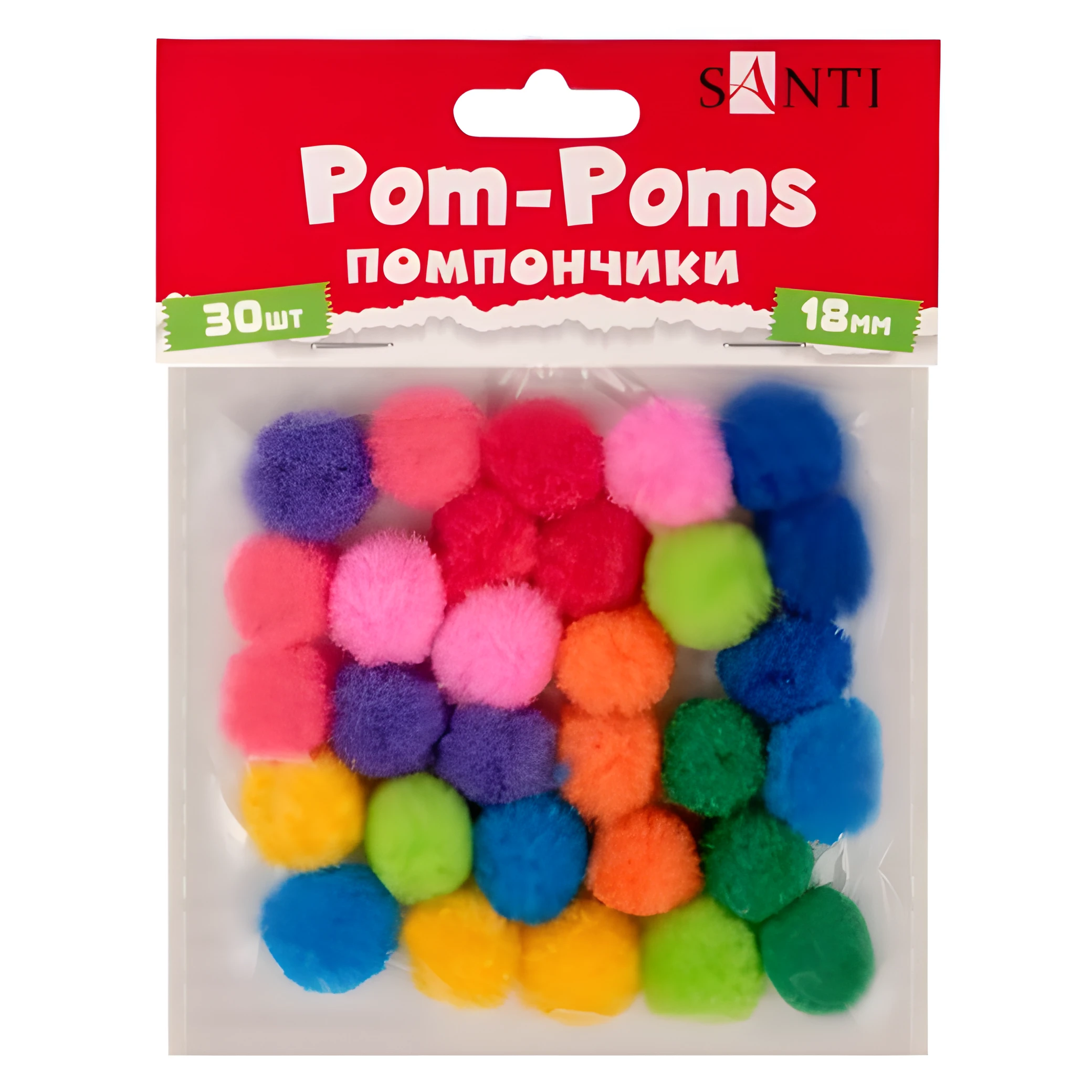 Набір помпонів Santi кольорові d-18мм 30шт/уп