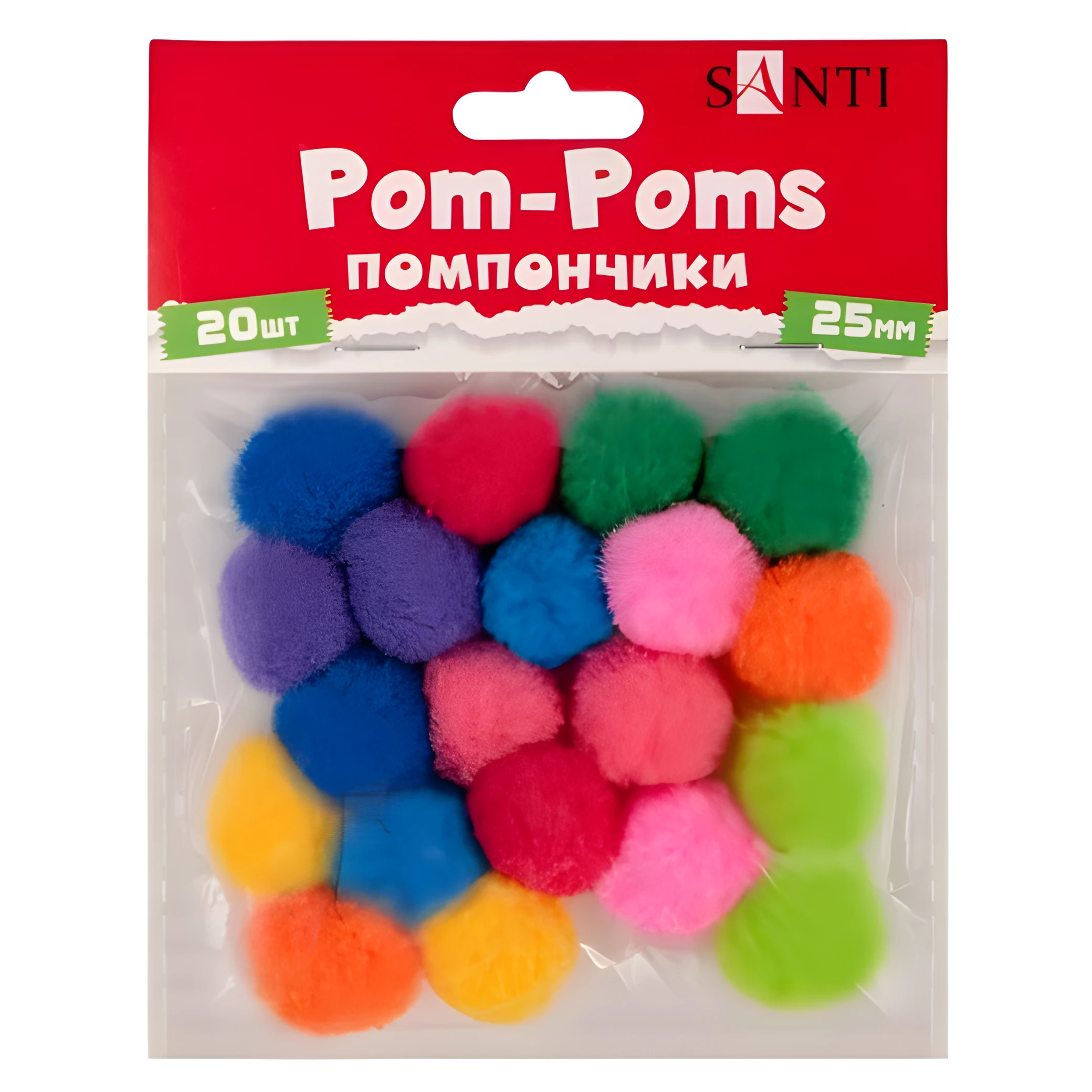 Набір помпонів Santi кольорові d-25мм 20шт/уп