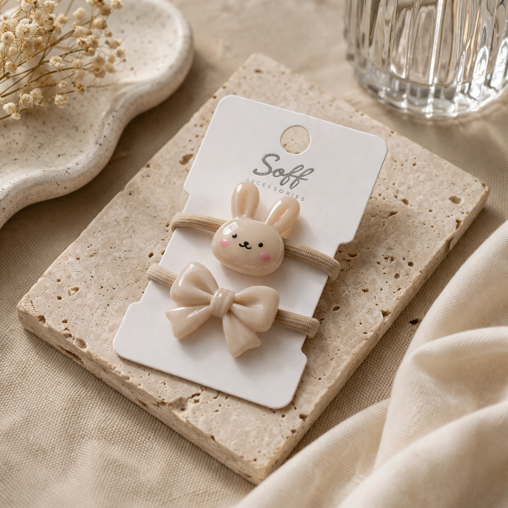 Набір Резинок Soff Бежевих Зайчик + Бантик 2,5х1,5см 262333