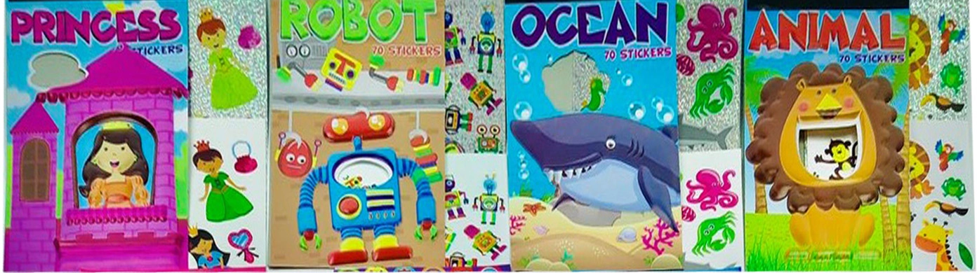 Наклейка - набір 3 аркуші Робот принцеса риби звірі 30/14см ST-80965 — фото 2