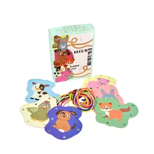 Настільна гра Strateg Веселі шнурочки тварини українською мовою — фото 2