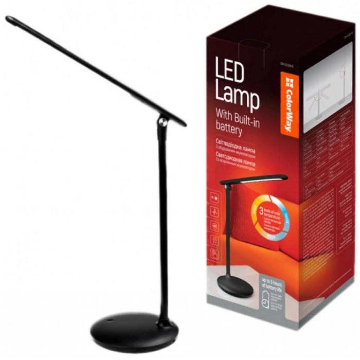 Настільна лампа ColorWay акумуляторна, black (CW-DL02B-B) — фото 2