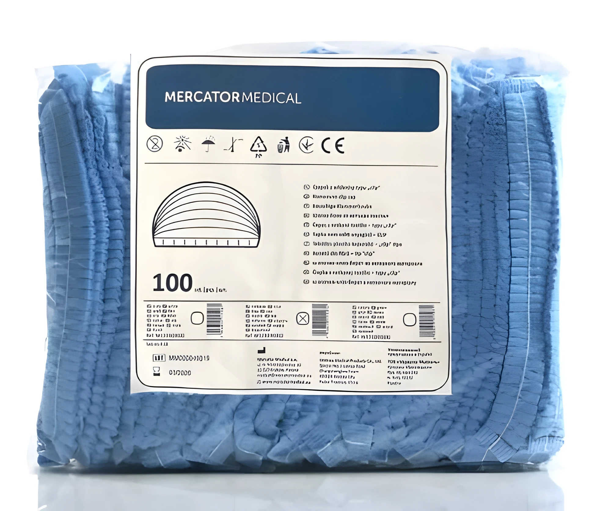 Одноразові шапочки Mercator Medical на одинарнарній гумці 100 шт