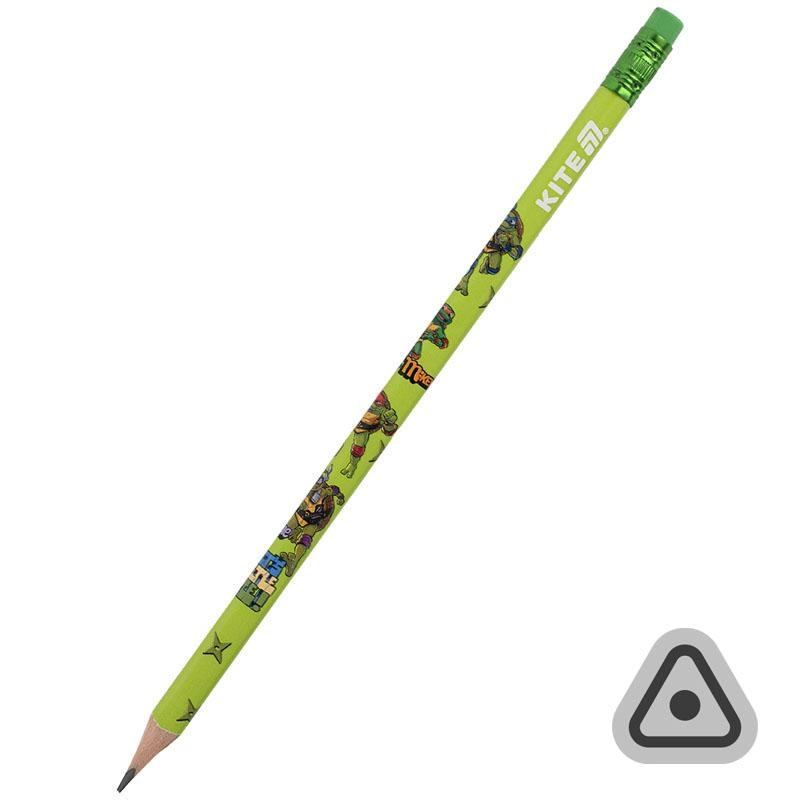 Олівець чорнографітний Kite з гумкою тригранний — фото 2