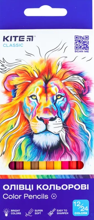 Олівці кольорові Kite Classic двосторонні 12 кольорів K-054 — фото 2