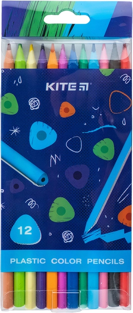 Олівці кольорові пластикові Kite Triangle 12 кольорів — фото 2
