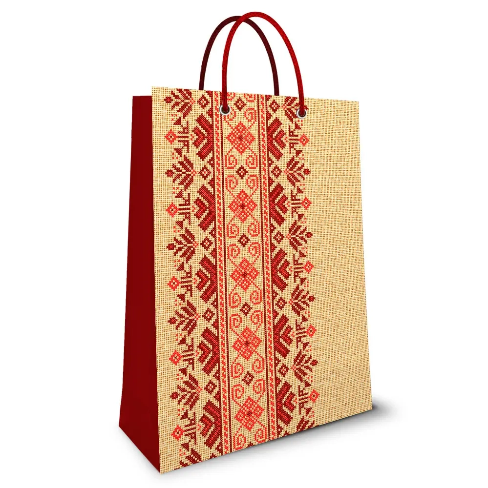 Пакет з картону № 167 ламінування Фоліо Український орнамент П167 — фото 2