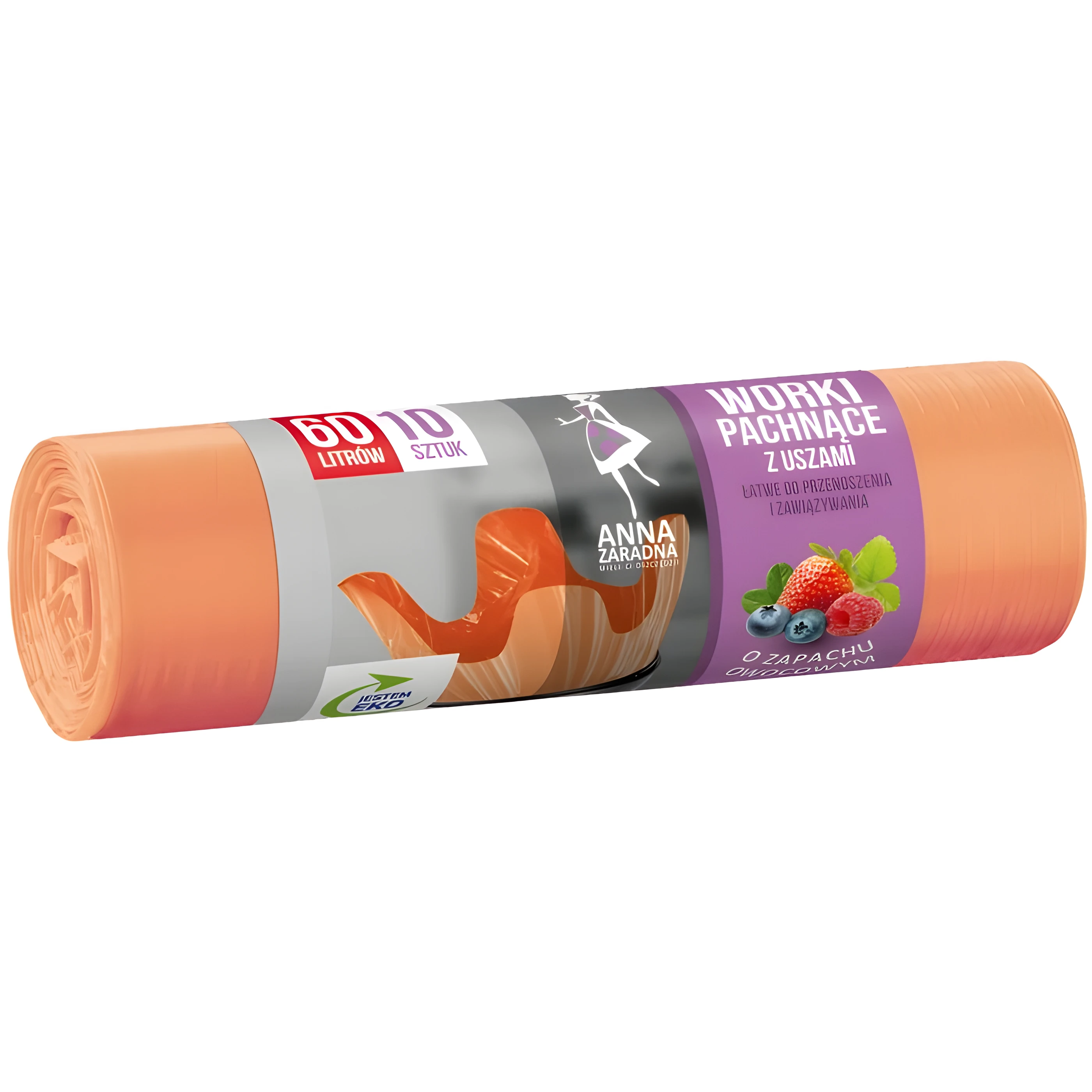 Пакети для сміття Anna Zaradna з вушками 60 л 10 шт фрукти