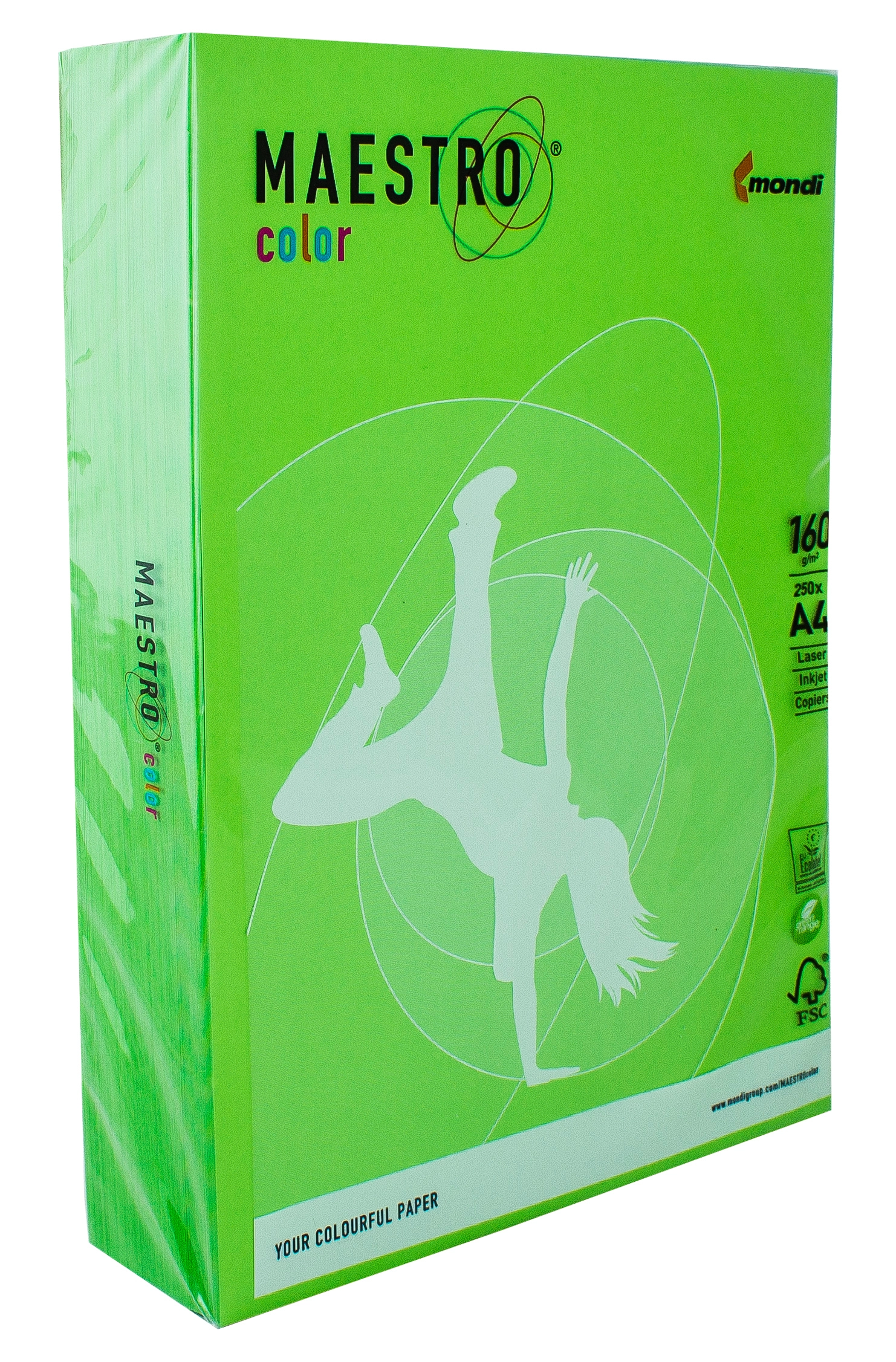 Папір кольоровий A4 160г/м Intensive 250арк MA42 Spring Green зелений Maestro Color — фото 2