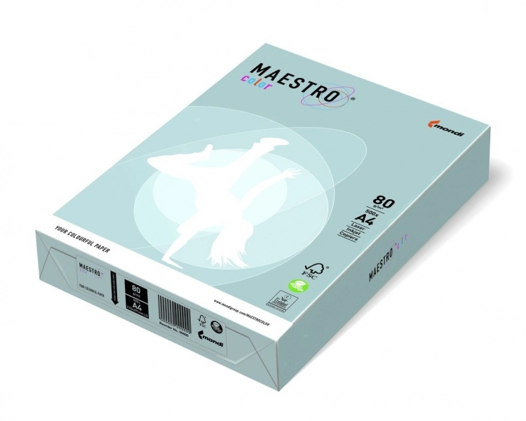 Папір кольоровий A4 80г/м Pastell 500арк MB30 Medium Blue блакитний Maestro Color — фото 2