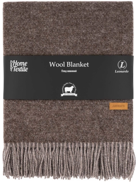 Плед Ardesto Leonardo Doubleface 140x200см 100% вовна тауп-шоколад — фото 2