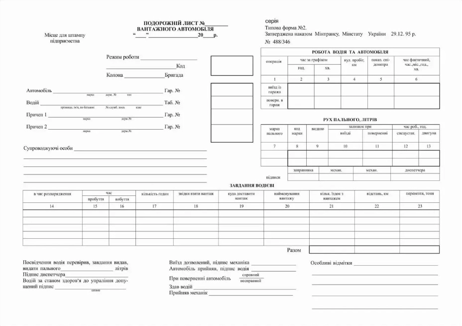 Подорожній лист вантажного автомобіля А4 Ф№2 суворої звітності 286 — фото 3