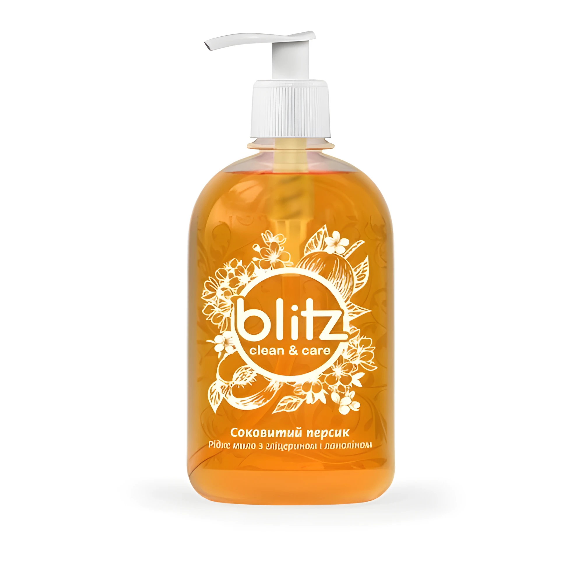 Рідке мило BLITZ пет пл. дозатор Соковитий персик 0,5 л.