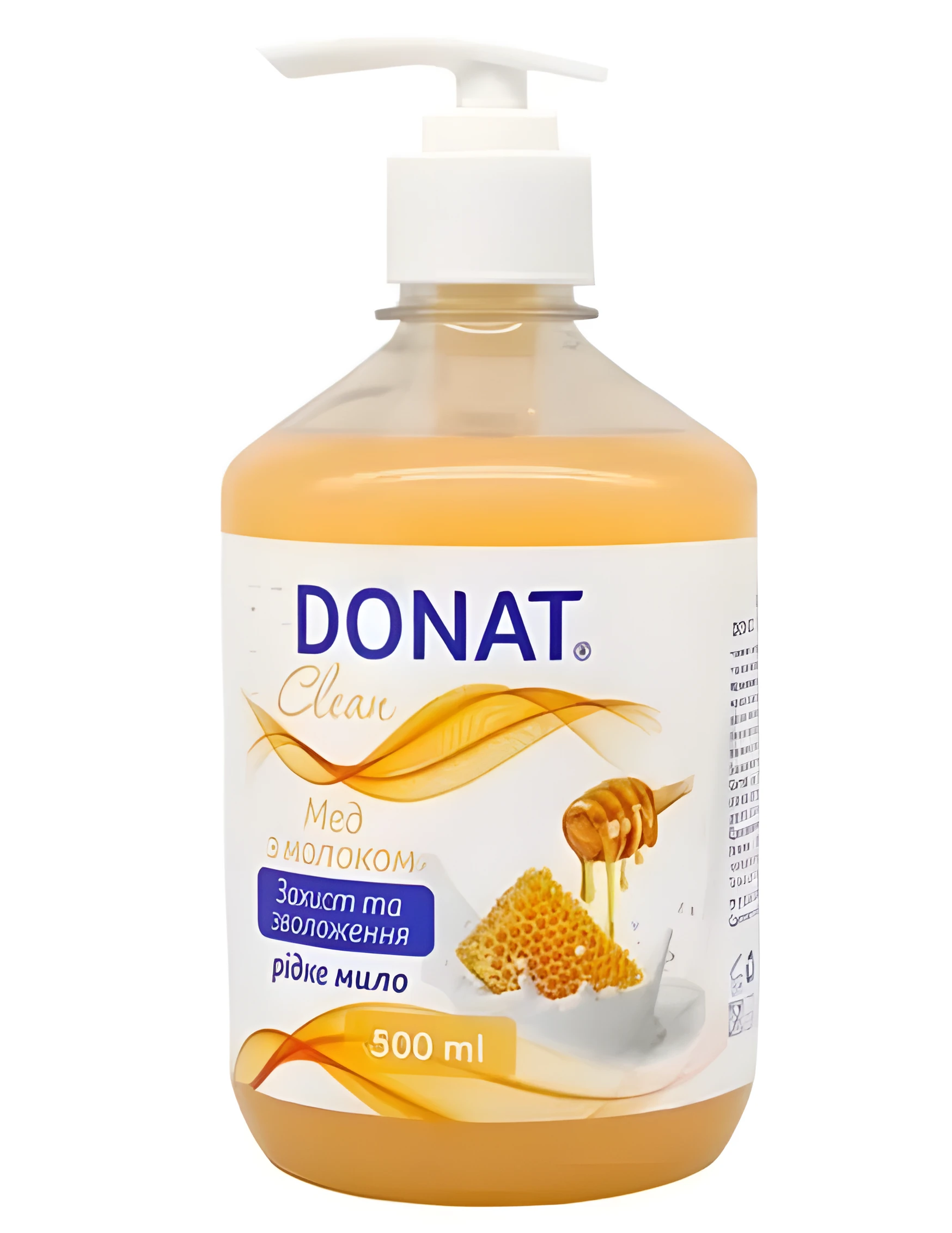 Рідке мило Мед з молоком  DONAT Clean дозатор 0,5 л