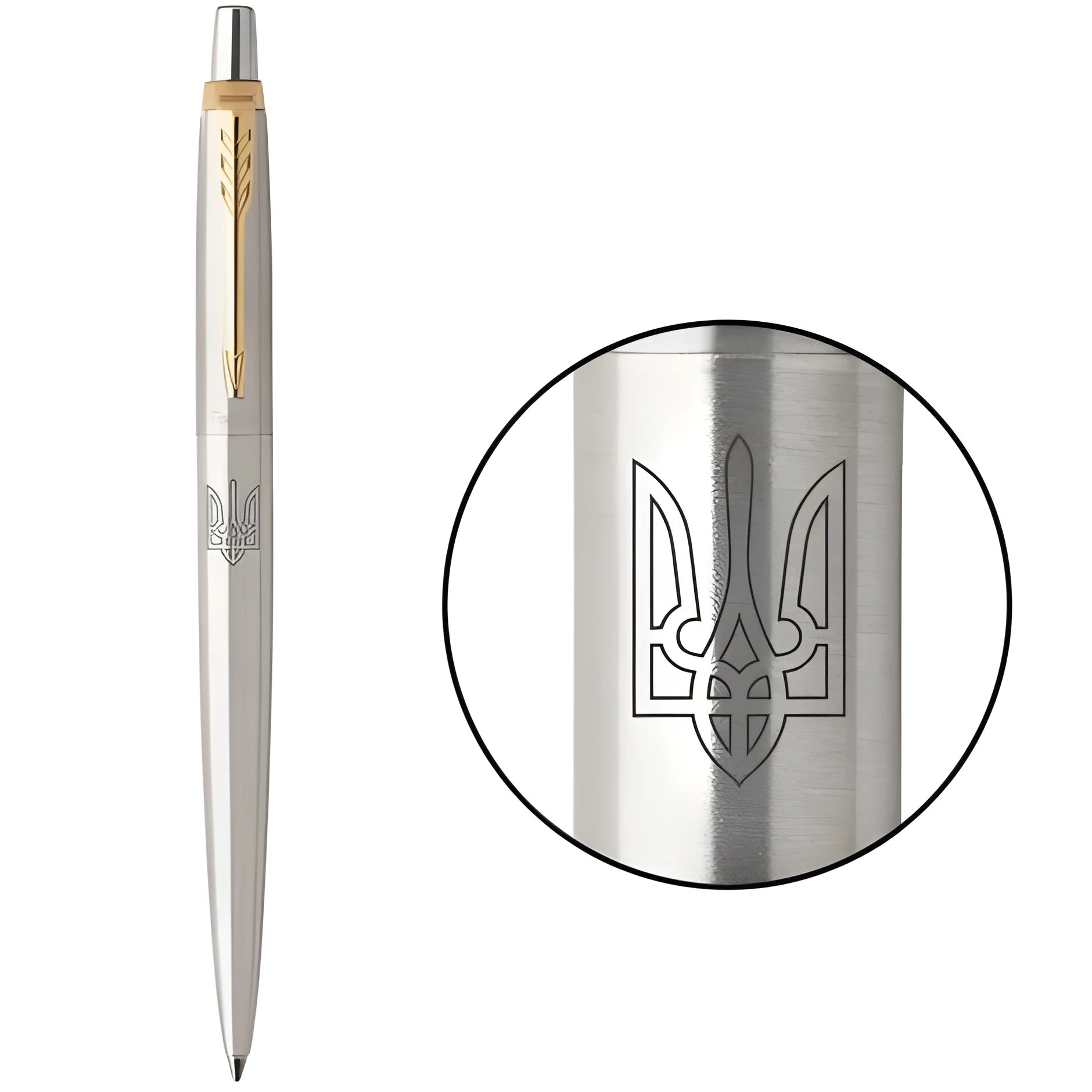 Ручка кулькова Parker Jotter 17 Ukraine SS GT BP Тризуб Прозорий16032_T010b