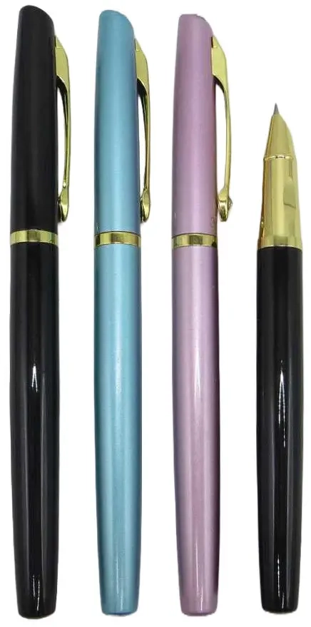 Ручка перова Золотий кліп зі стразами — фото 2