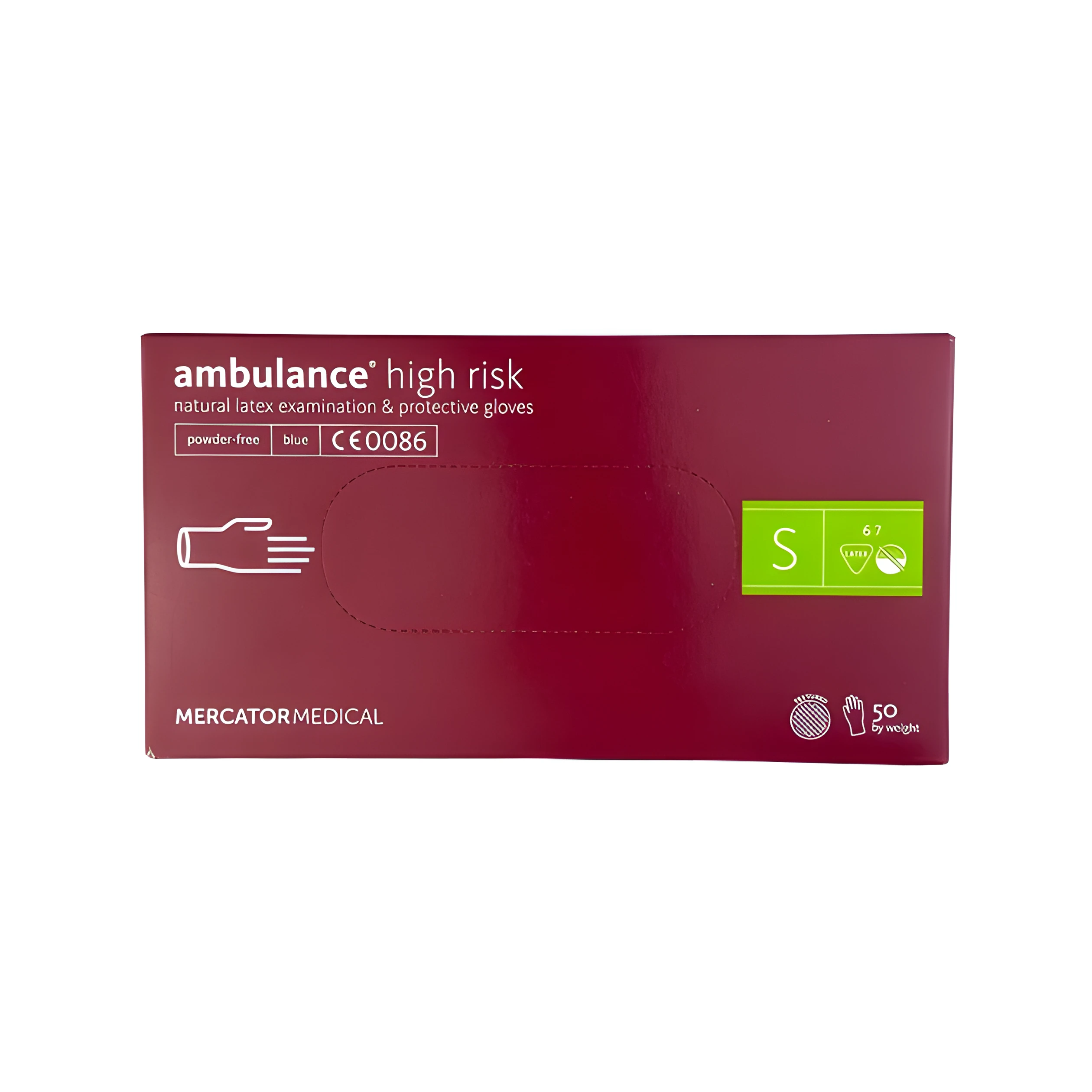 Рукавички латексні Ambulance High Risk 25 пар S сині