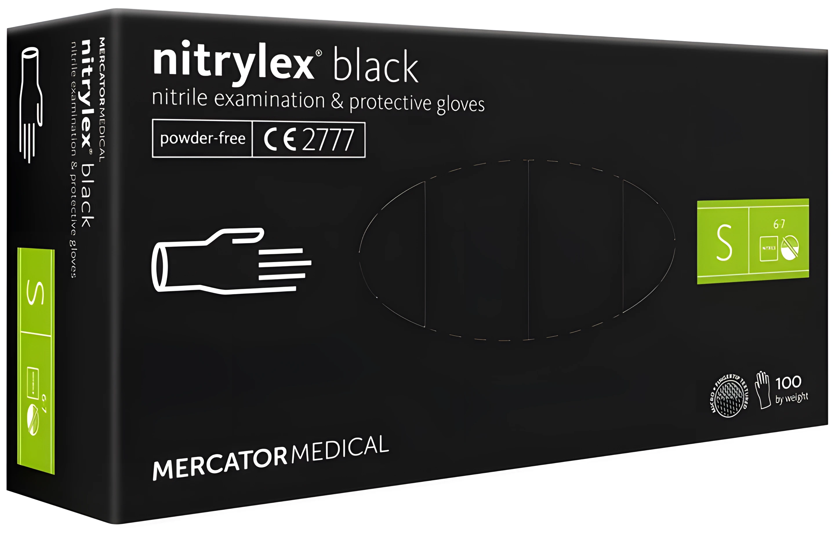 Рукавички нітрилові Mercator Medical Nitrylex BLACK неприпудрені S 50 пар