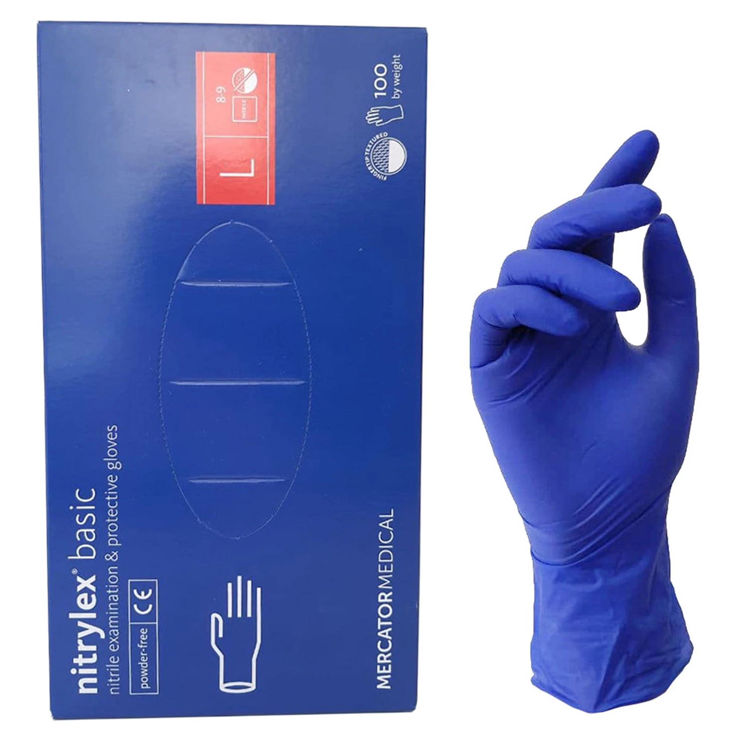 Рукавички нітрилові MERCATOR Nitrylex Basic неприпудрені L блакитні 50 пар