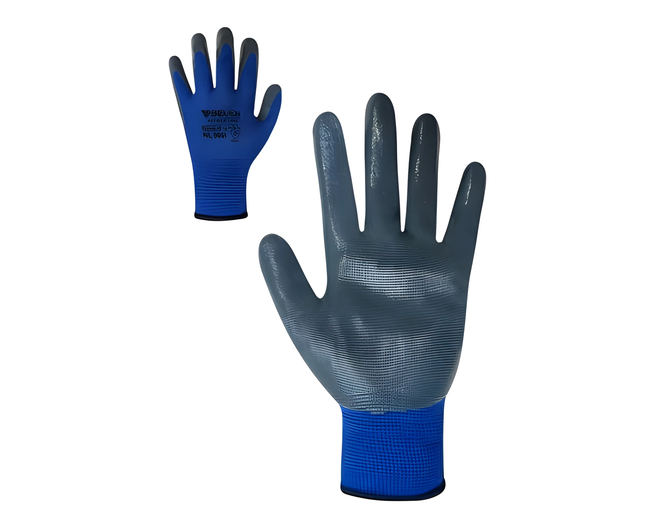 Рукавички синтетичні сині з сірим нітриловим покриттям NL9051 б р.10 69051