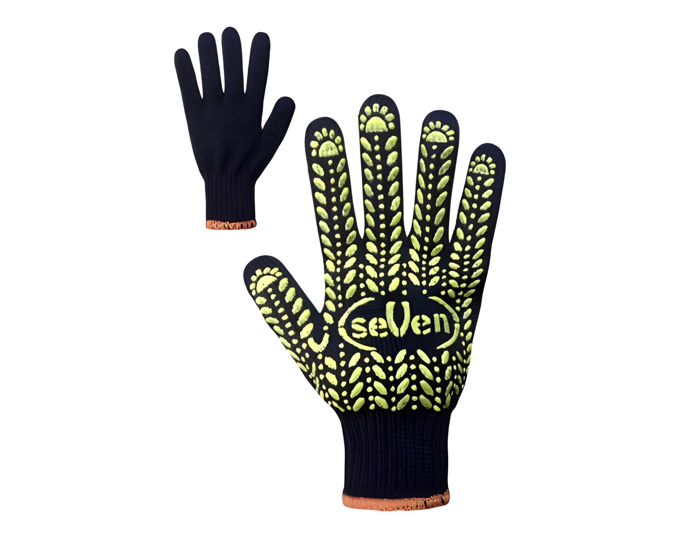 Рукавички трикотажні чорні з ПВХ крапкою 75611 р.10 7 клас 5 ниток 69606