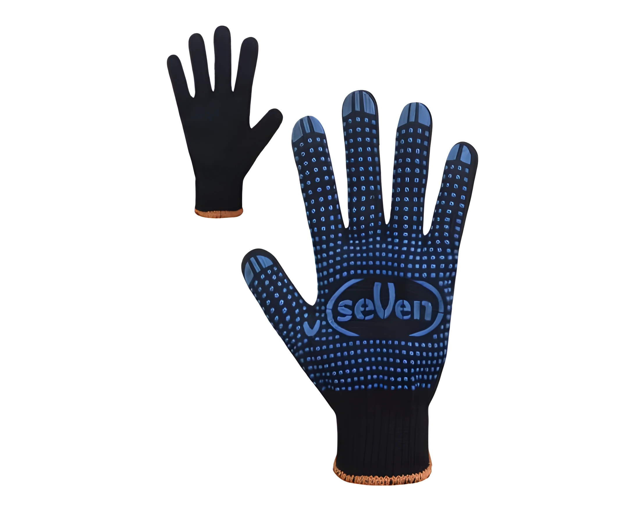 Рукавички трикотажні чорні з ПВХ крапкою 78411 р.10 10 клас 3 нитки 69621