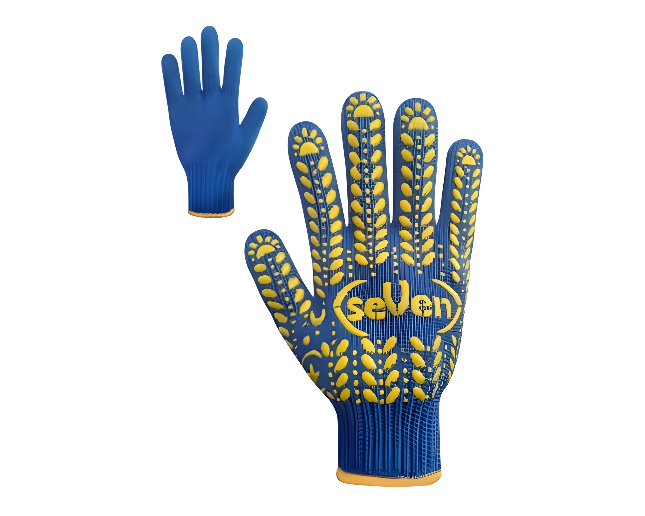 Рукавички трикотажні сині з ПВХ крапкою 75614 р.10 7 клас 5 ниток 69331