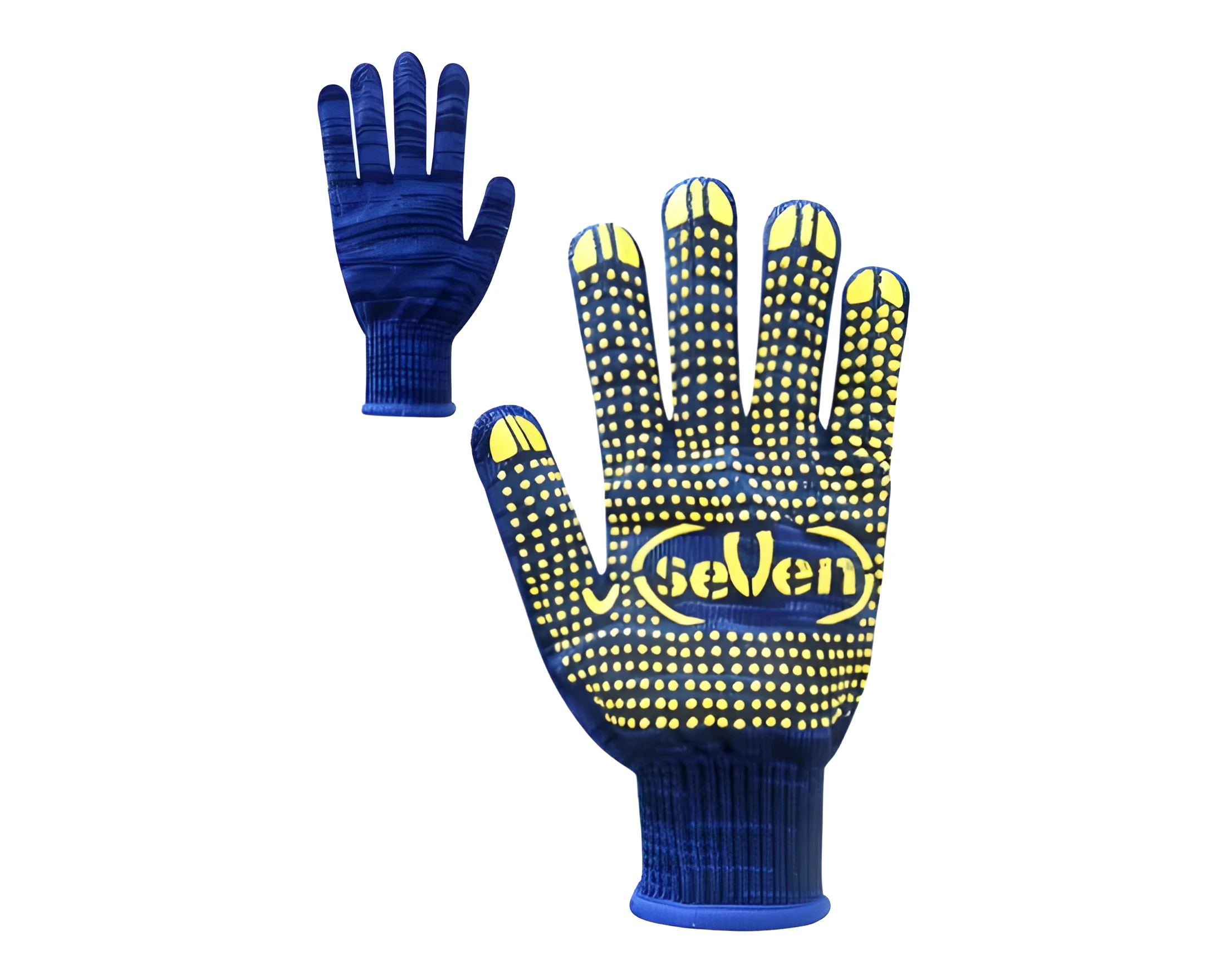 Рукавички трикотажні сині з ПВХ крапкою 78314 р.10 10 клас 3 нитки 69175