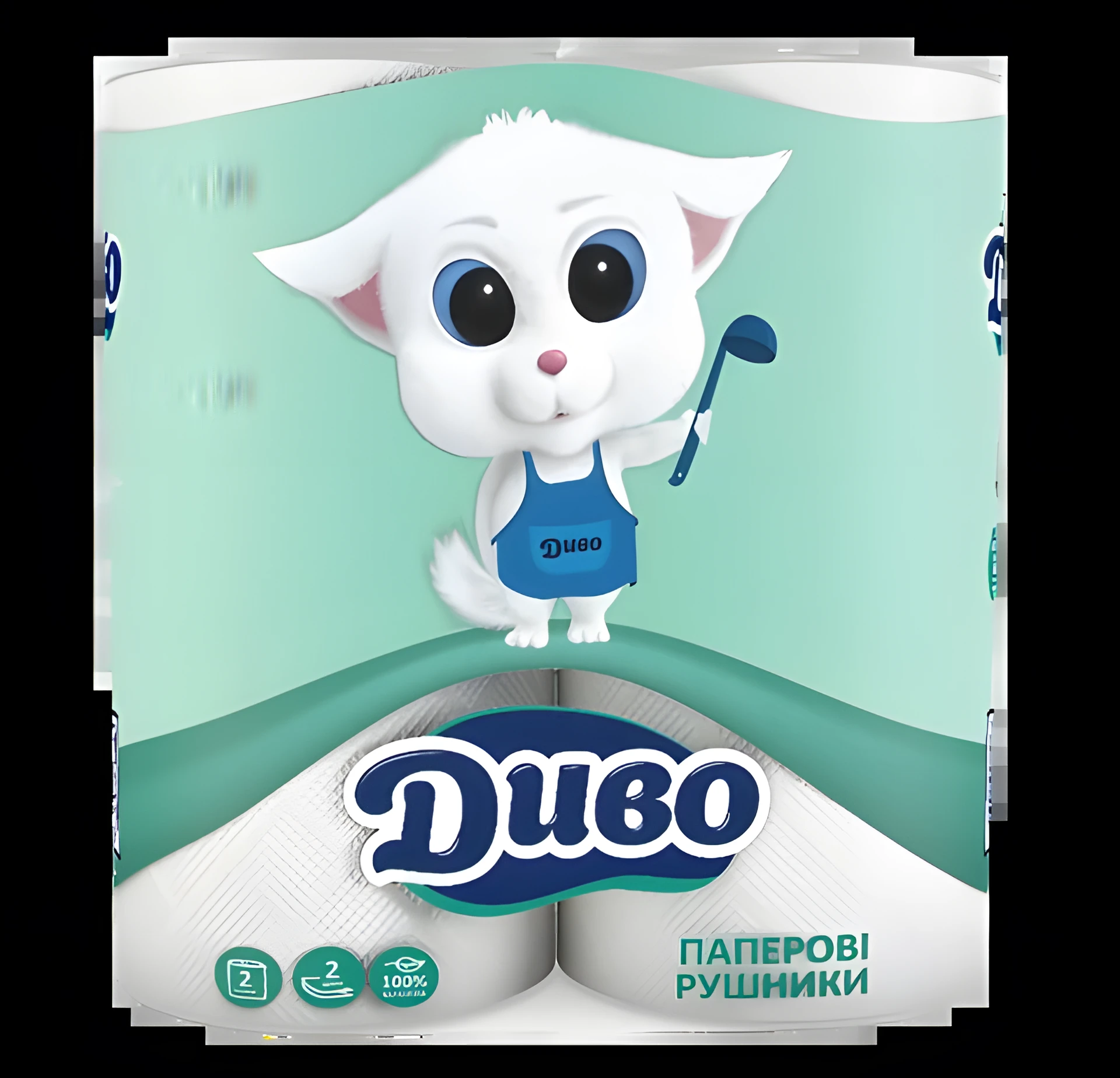 Рушники паперові целюлозні Диво білі на гільзі 2 шари 50 відривів 2 шт