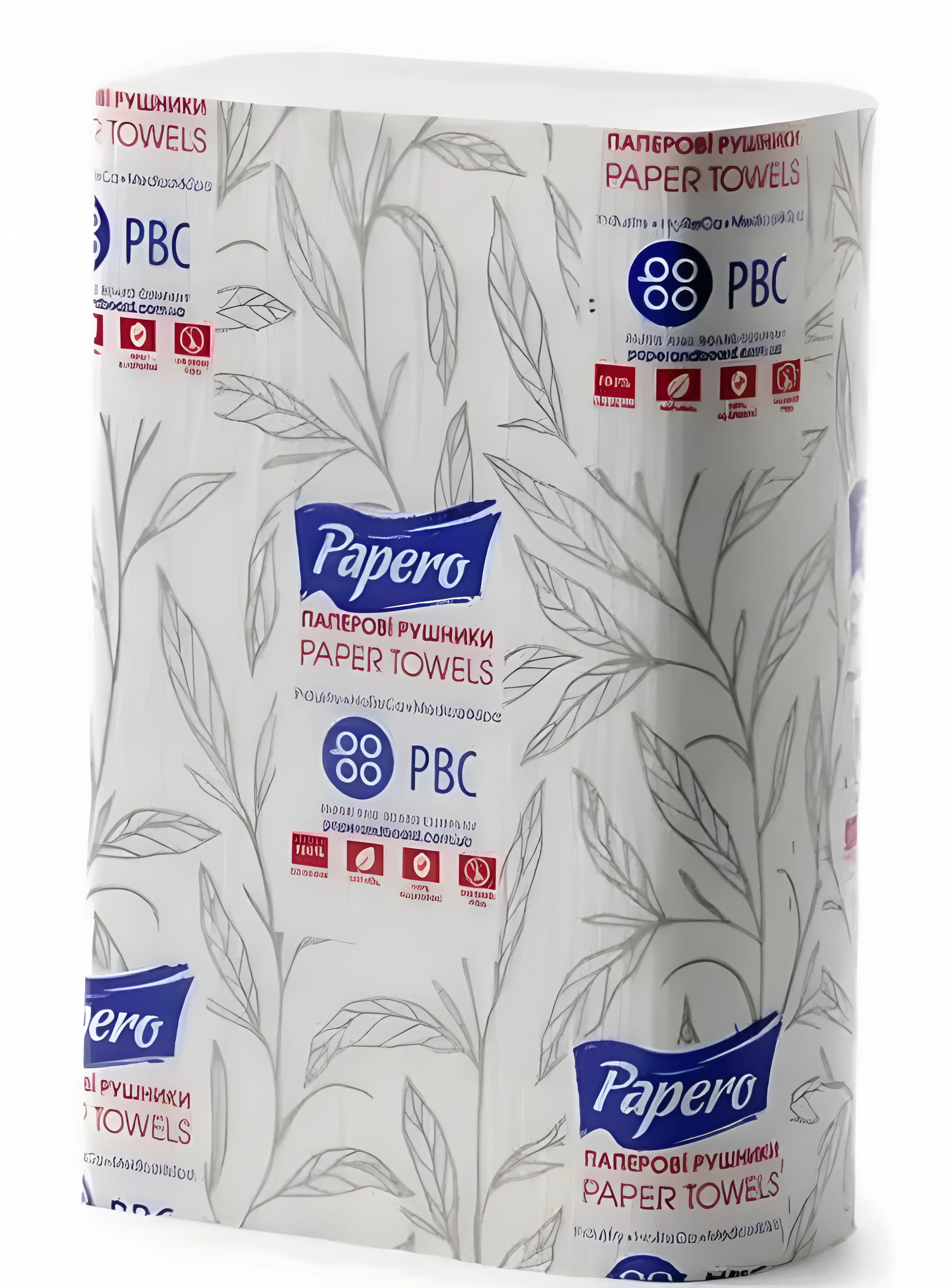 Рушники паперові целюлозні Papero Z-подібні 22,5х19 см 200 листів 2-х шаровий білий RN019