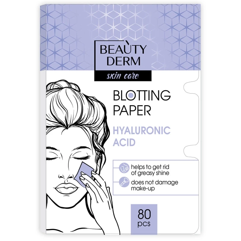 Серветки для обличчя матуючі Beauty Derm 80шт з гіалуроновою кислотою