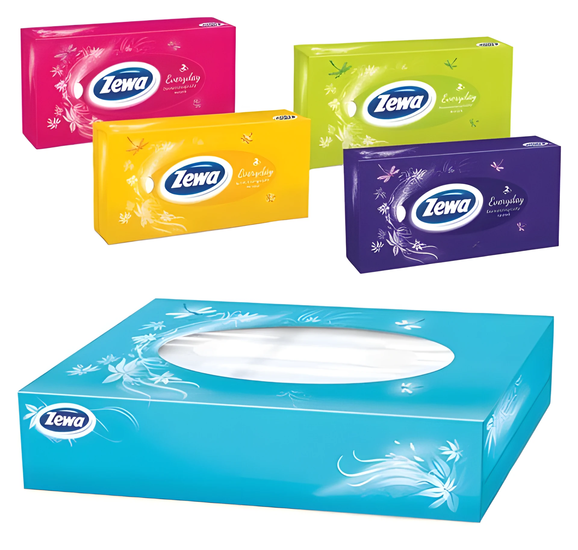 Серветки косметичні паперові Zewa в боксі 2-х шарові 100шт Everyday