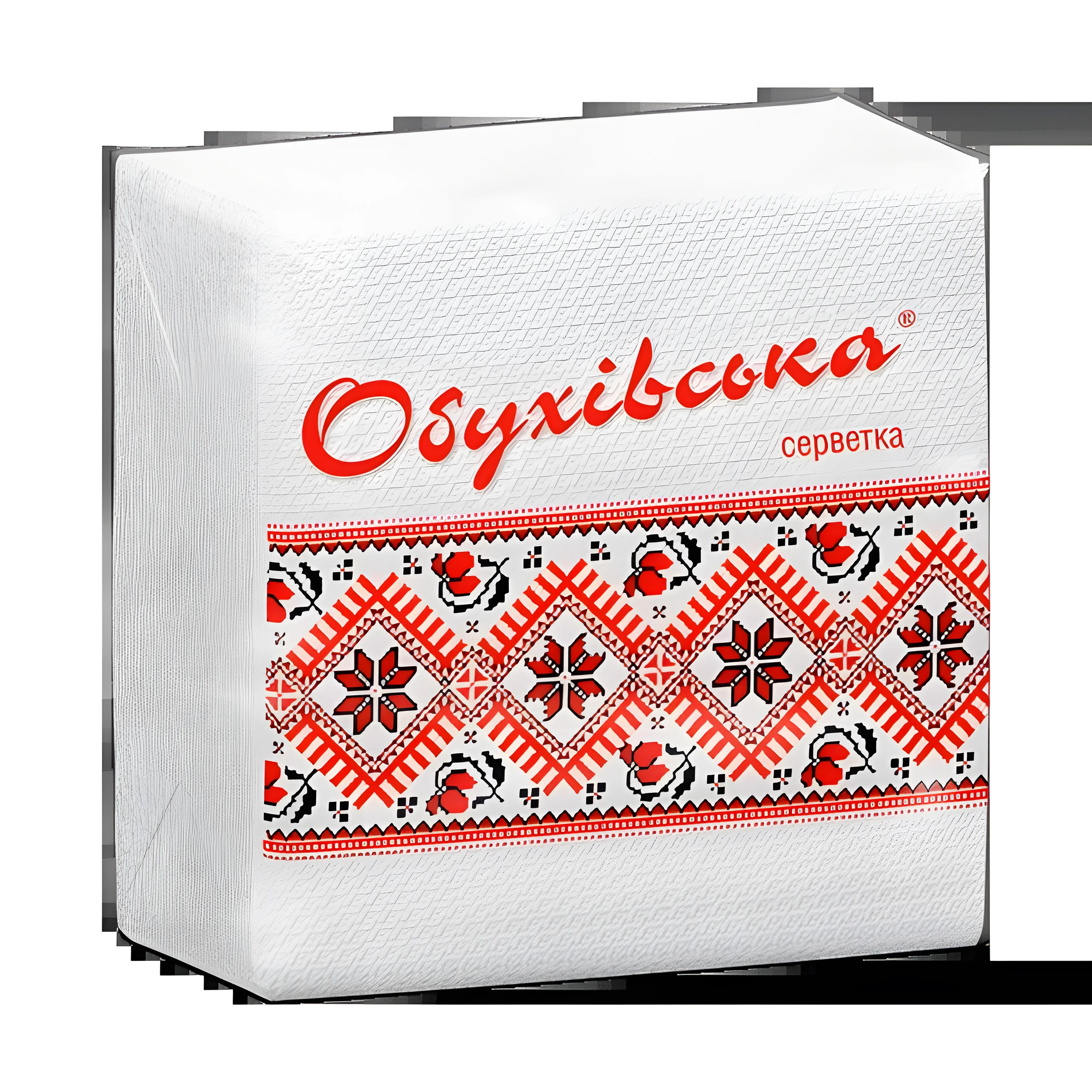 Серветки  паперові Обухівська 1-шарові 230*240 в п/п упаковці 40шт білі