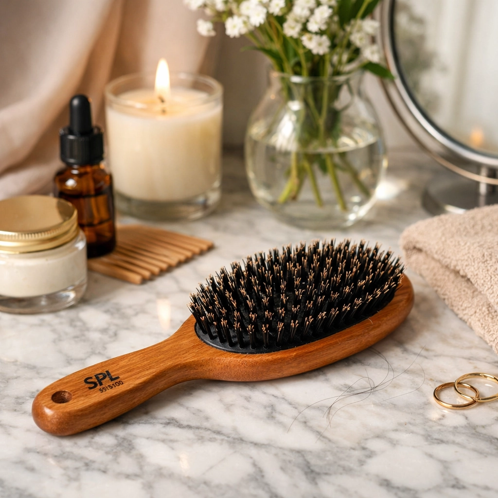 Щітка для волосся масажна з натуральним ворсом SPL 55100