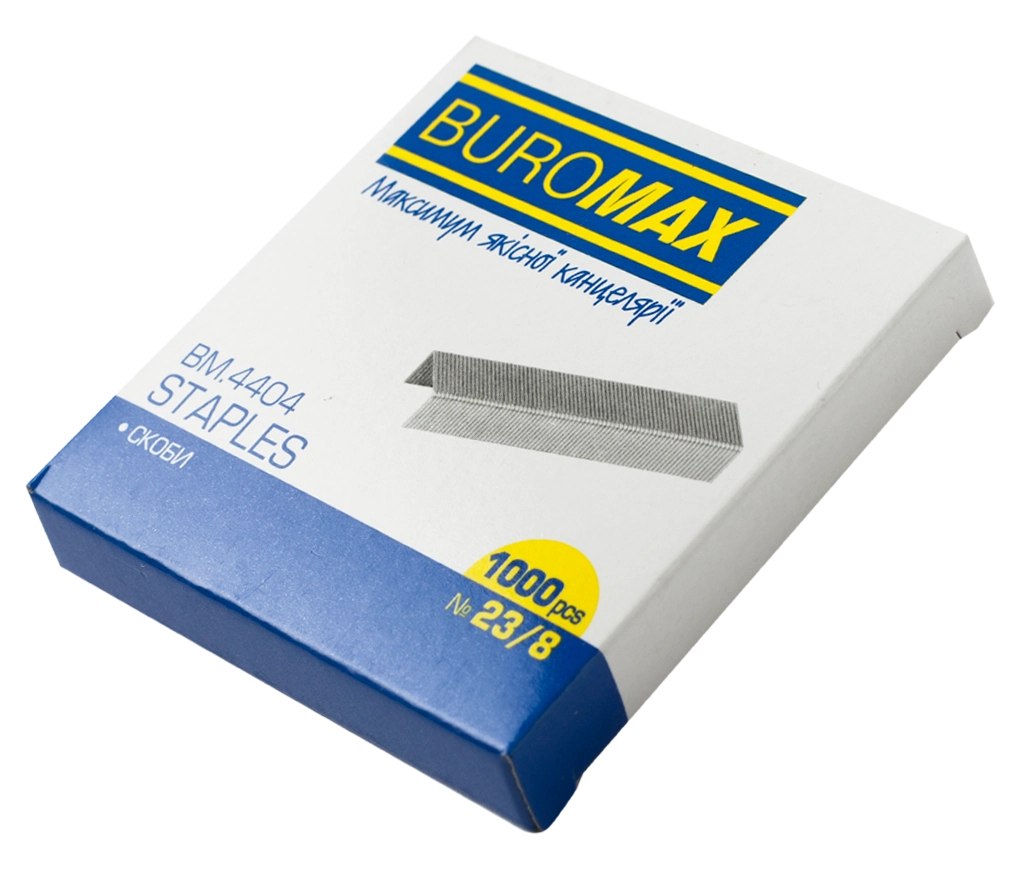 Скоби №23/8 Buromax нікель 1000 шт — фото 3