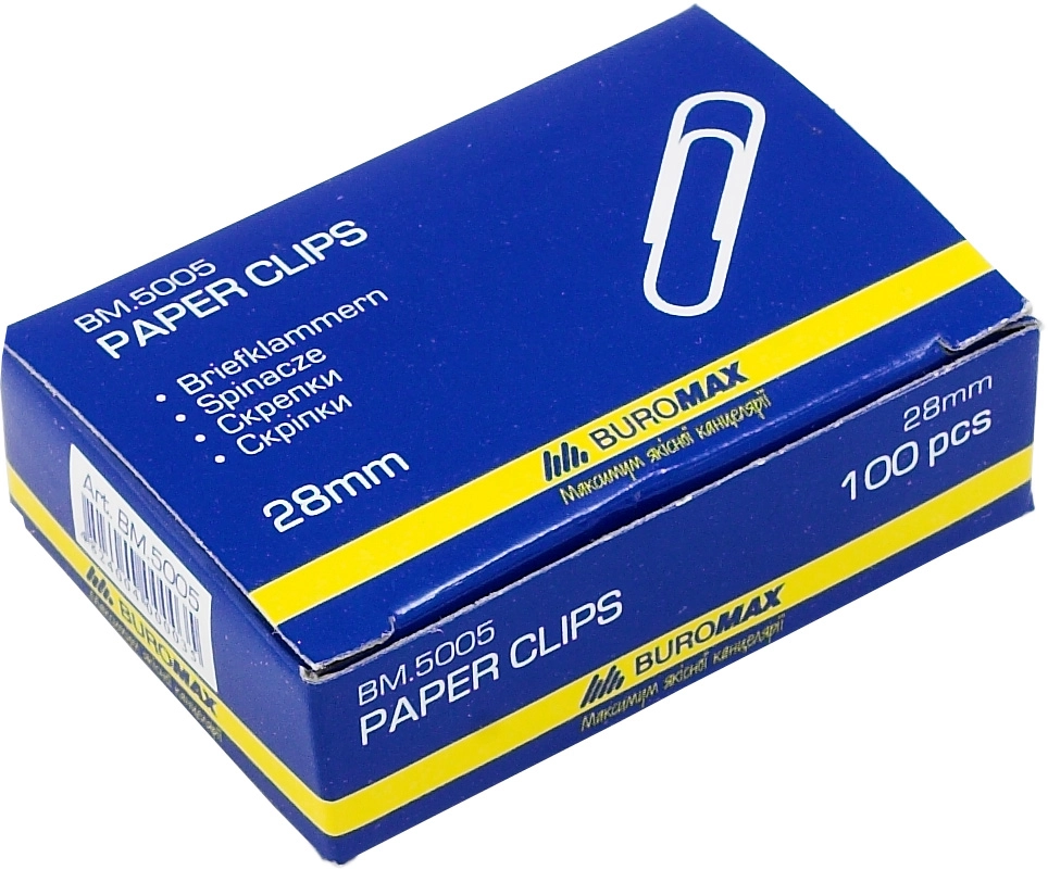 Скріпки 28 мм Buromax нікельовані 100 шт. — фото 2