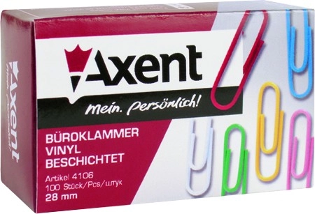 Скріпки кольорові 28мм 100 шт Axent — фото 2