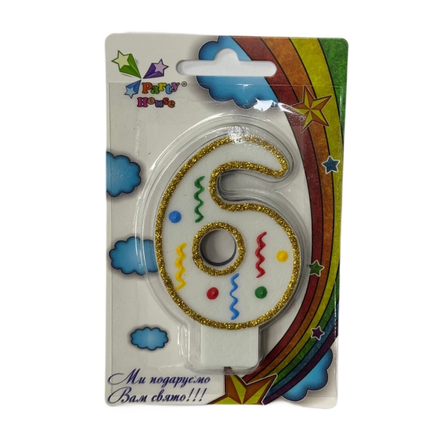 Свічка цифра велика, 6, 1 шт — фото 2