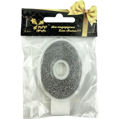 Свічка цифра велика Срібло, 0, 1 шт — фото 2