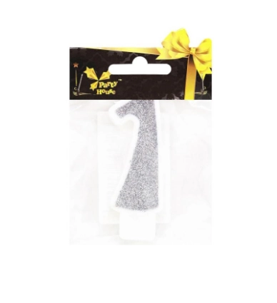 Свічка цифра велика Срібло, 1, 1 шт — фото 2