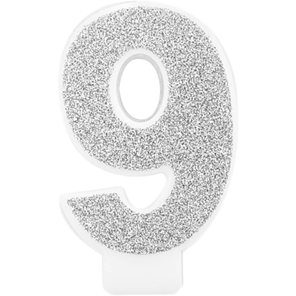 Свічка цифра велика Срібло, 9, 1 шт — фото 2