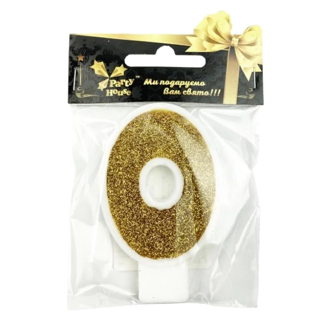 Свічка цифра велика Золото, 0, 1 шт — фото 2