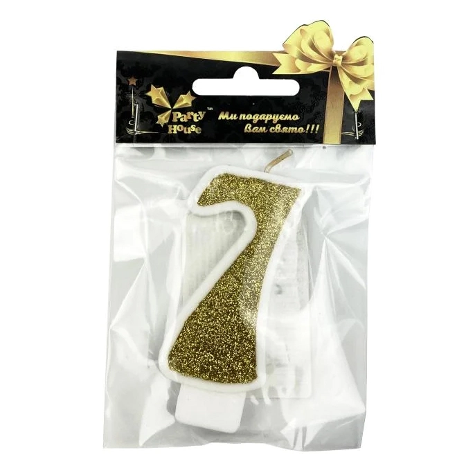 Свічка цифра велика Золото, 7, 1 шт — фото 2