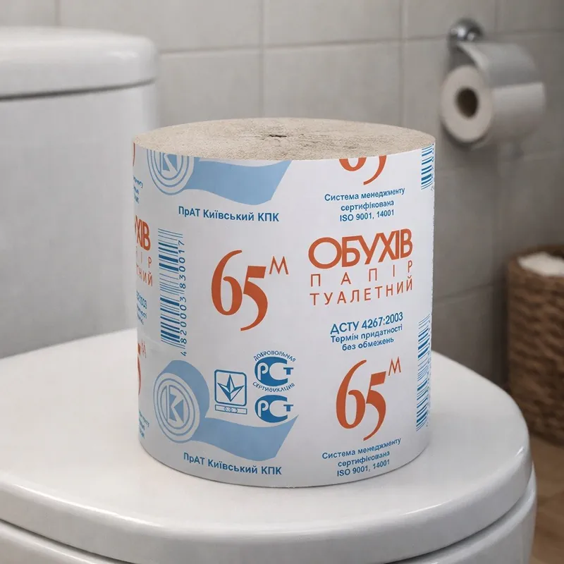 Туалетний папір Обухів 65м одношаровий 1шт