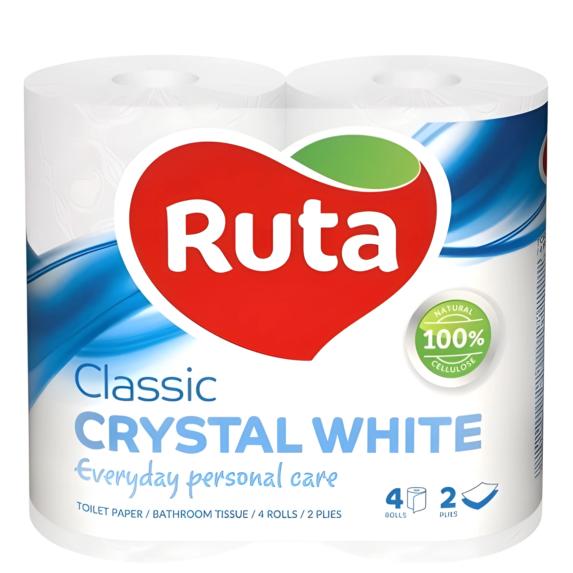 Туалетний папір Ruta Classic 170 відривів 2 шари 4 рулони Білий