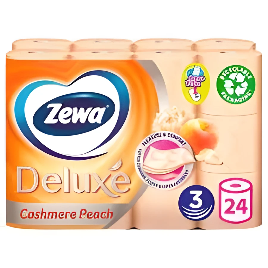 Туалетний папір Zewa Deluxе 3х шарові 24рулона Персик 71814