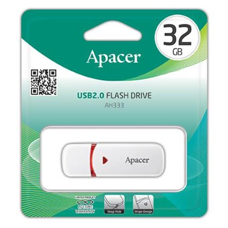 USB флеш накопичувач Apacer 32GB AH333 white USB 2.0 (AP32GAH333W-1) — фото 2