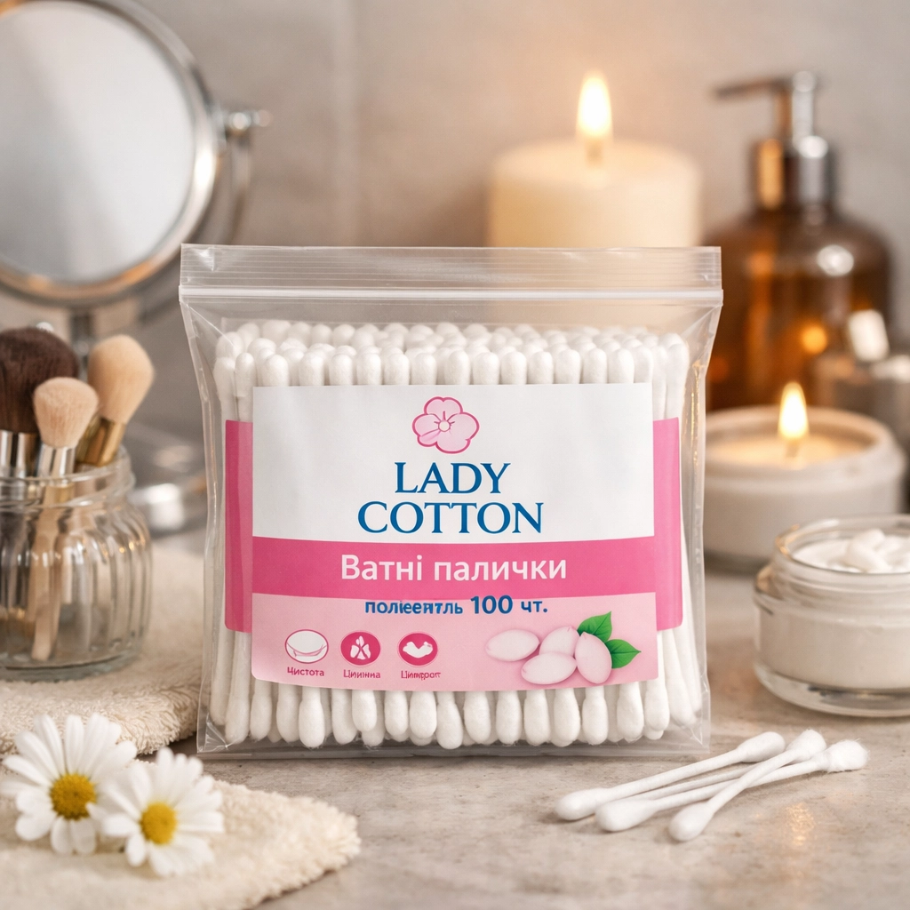 Ватні палечки Lady Cotton політилен 100 шт 15643