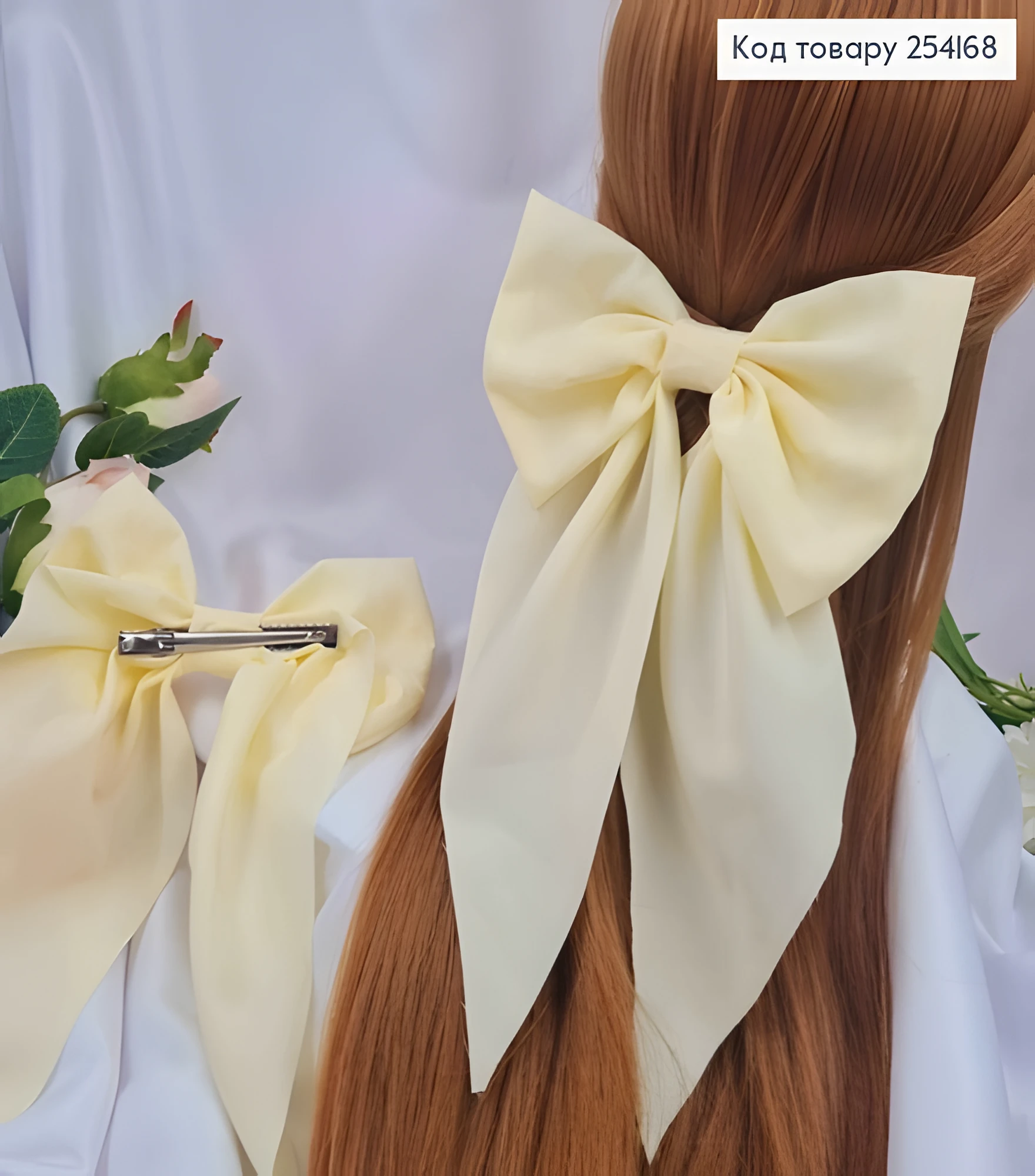 Бант жовтий на резинці Soff стрейч котон — фото 2