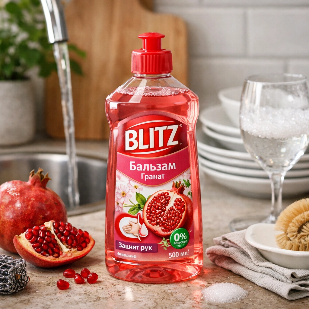 Засіб для миття посуду BLITZ бальзам Гранат пет пляшка 0,5 л.